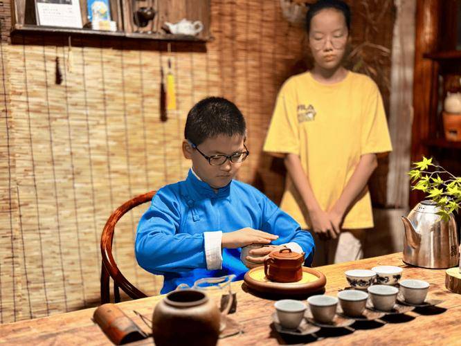12岁小孩哥泡功夫茶惊艳全场展现传统茶艺魅力(图1)